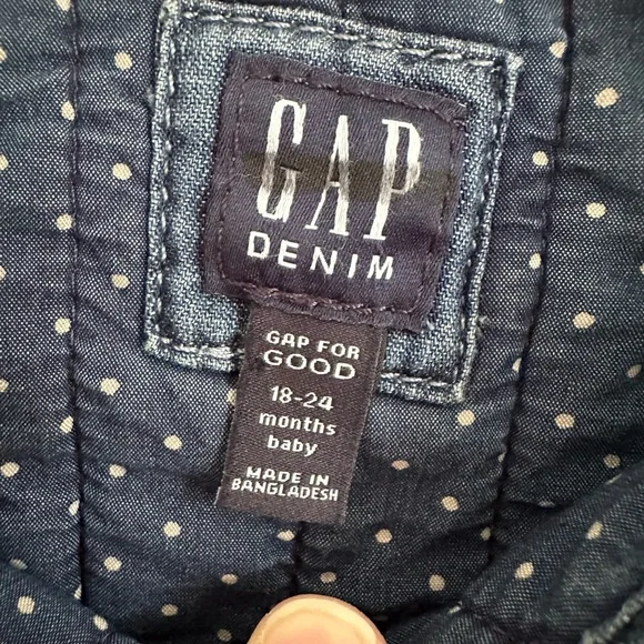 GAP Floral quilted Button Down Denim Jacket 18-24 Months - Picture 3 of 7